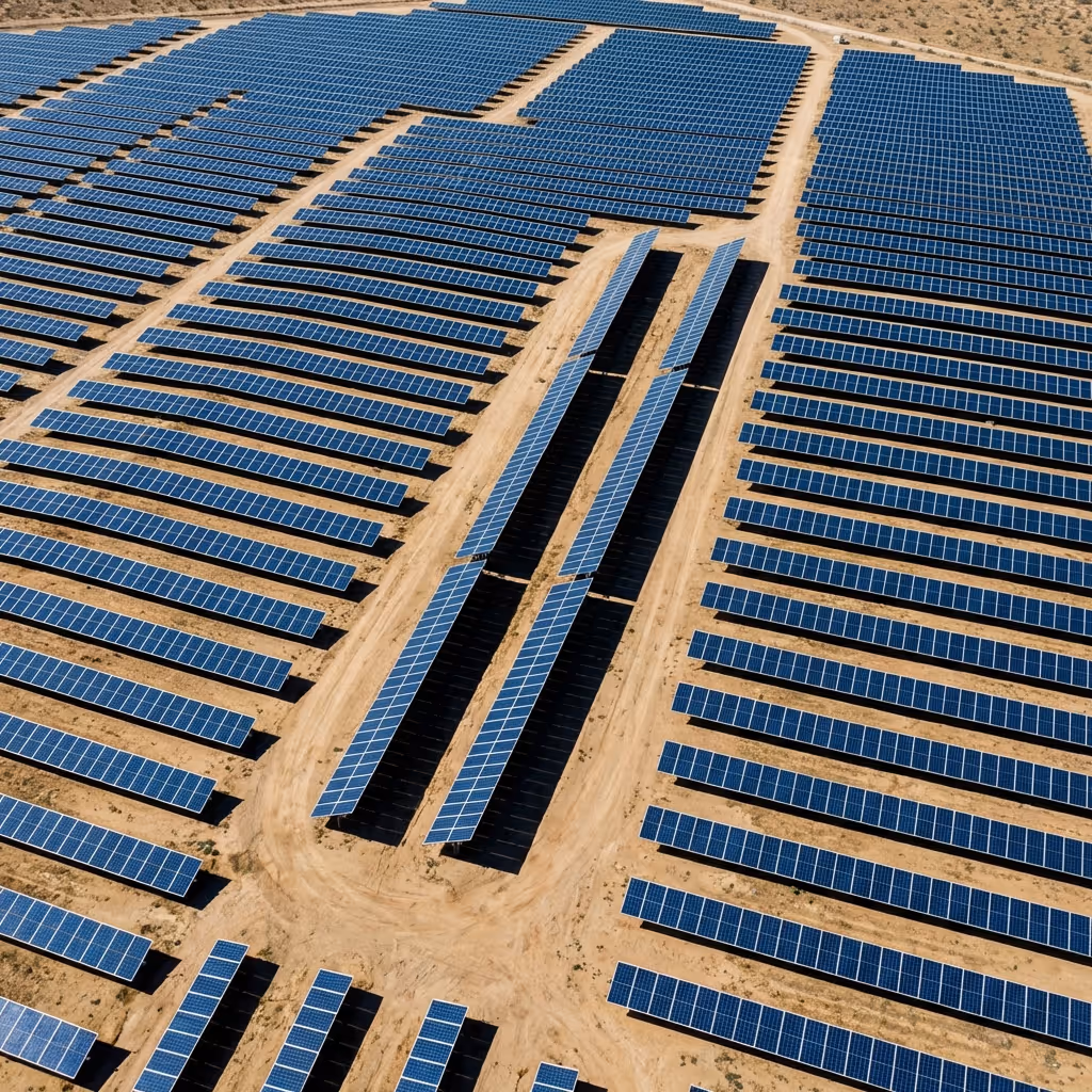 AI overlay comparing tracker tilt angles across rows of single-axis solar trackers