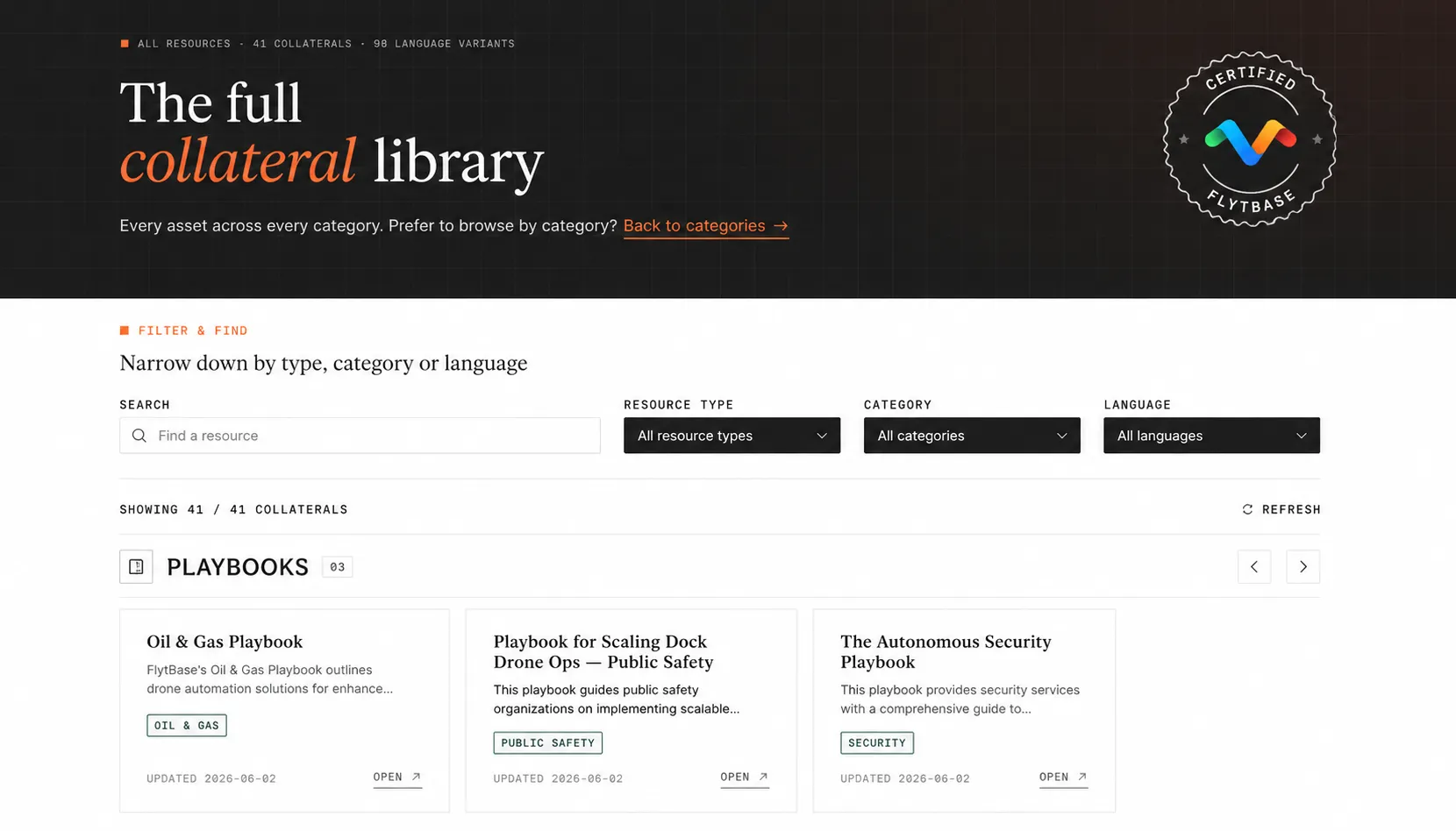 FlytBase partner collateral library